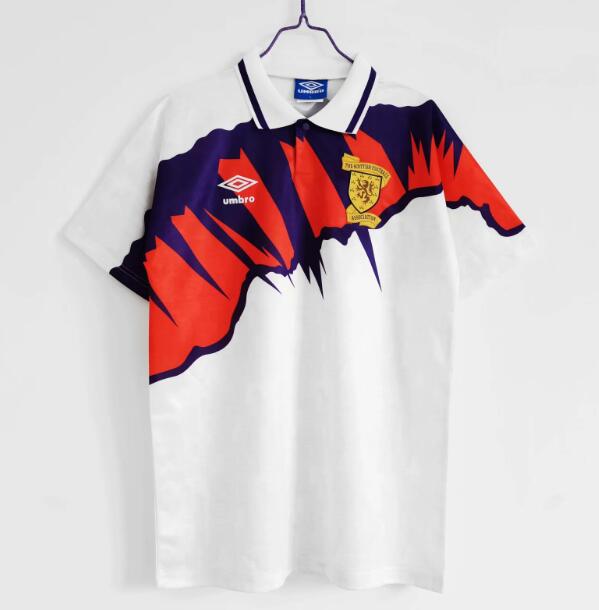 1991-93 Scotland Retro White Away Kit Soccer Jersey